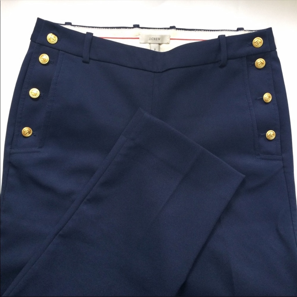 J.Crew Navy Sailor Cropped Straight Leg Pant